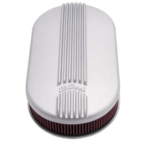 Edelbrock Air Cleaner Classic Series Oval Aluminum 17 5In X 9 35In X 4 45In Dual Carburetor - 41199