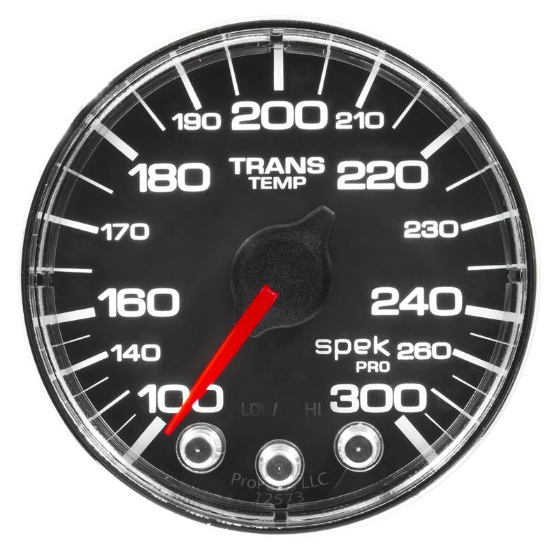 Autometer Spek-Pro Gauge Water Temp 2 1/16in 300f Stepper Motor W/Peak & Warn Blk/Chrm - P346318