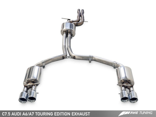 AWE Tuning Audi C7.5 A6 3.0T Touring Edition Exhaust - Quad Outlet Chrome Silver Tips - 3015-42072