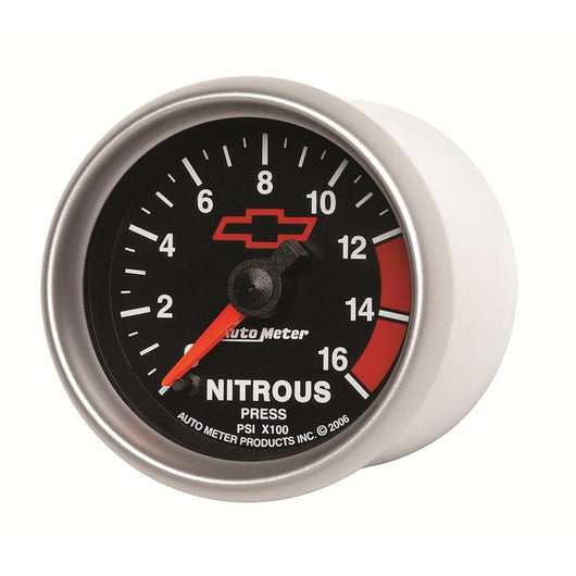 Autometer GM Bowtie Black 2-1/16in 0-1600 PSI Nitrous Pressure - Digital Stepper Motor - 3674-00406