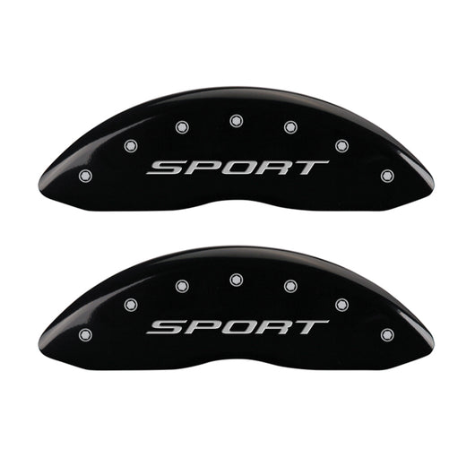 MGP 4 Caliper Covers Engraved front & Rear 2015/Sport Black finish silver ch - 10241SSPTBK