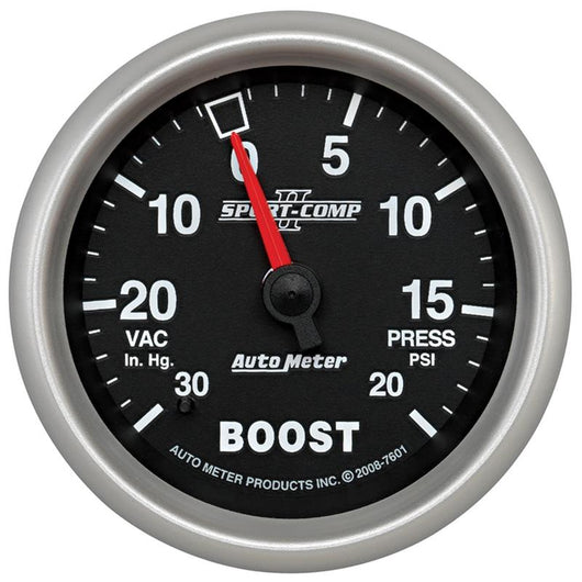 Autometer Sport-Comp II VAC/Boost 2 5/8in 30 IN HG-20PSI Mechanical Gauge - 7601