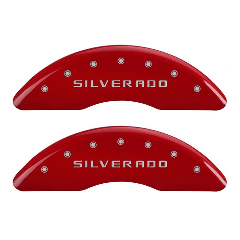 MGP 4 Caliper Covers Engraved Front & Rear Silverado Yellow finish black ch - 14173SSILYL