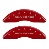 MGP 4 Caliper Covers Engraved Front & Rear Silverado Red finish silver ch - 14173SSILRD