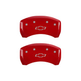 MGP 4 Caliper Covers Engraved Front & Rear Bowtie Red finish silver ch - 14027SBOWRD
