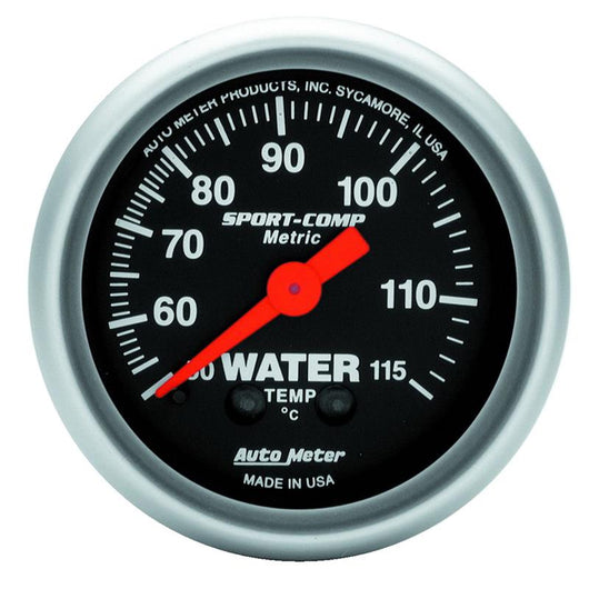 Autometer Sport 2in Water Temp Metric , 50-115 deg. C / Mech - 3332-M