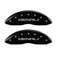 MGP 4 Caliper Covers Engraved Front & Rear Denali Black Finish Silver Char 2017 GMC Canyon - 34209SDNLBK