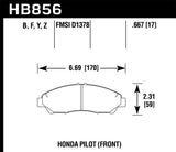 Hawk 09-15 Honda Pilot Performance Ceramic Street Front Brake Pads - HB856Z.667