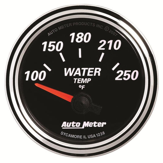 Autometer Designer Black II 52mm 250 Deg F Water Temp Gauge - 1238