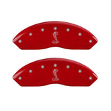 MGP 4 Caliper Covers Engraved Front & Rear Tiffany Snake Red finish silver ch - 10017SSNKRD