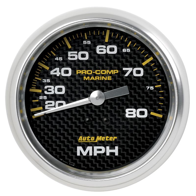 Autometer Gauge Speedometer 3-3/8in 80MPH Mechanical Marine Carbon Fiber - 200753-40