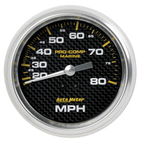 Autometer Gauge Speedometer 3-3/8in 80MPH Mechanical Marine Carbon Fiber - 200753-40