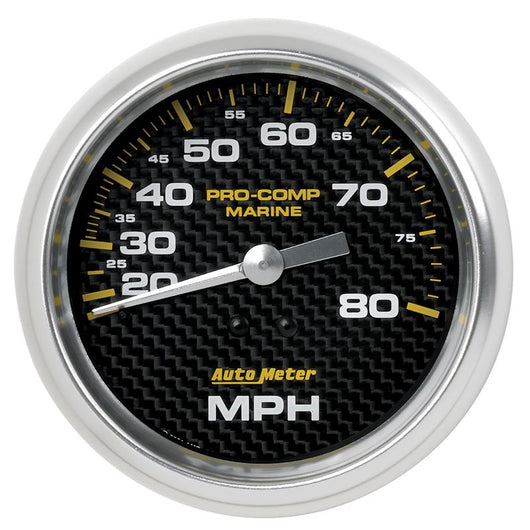 Autometer Gauge Speedometer 3-3/8in 80MPH Mechanical Marine Carbon Fiber - 200753-40