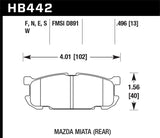 Hawk 01-02 Miata w/ Sport Suspension Blue 9012  Race Rear Brake Pads D891 - HB442E.496