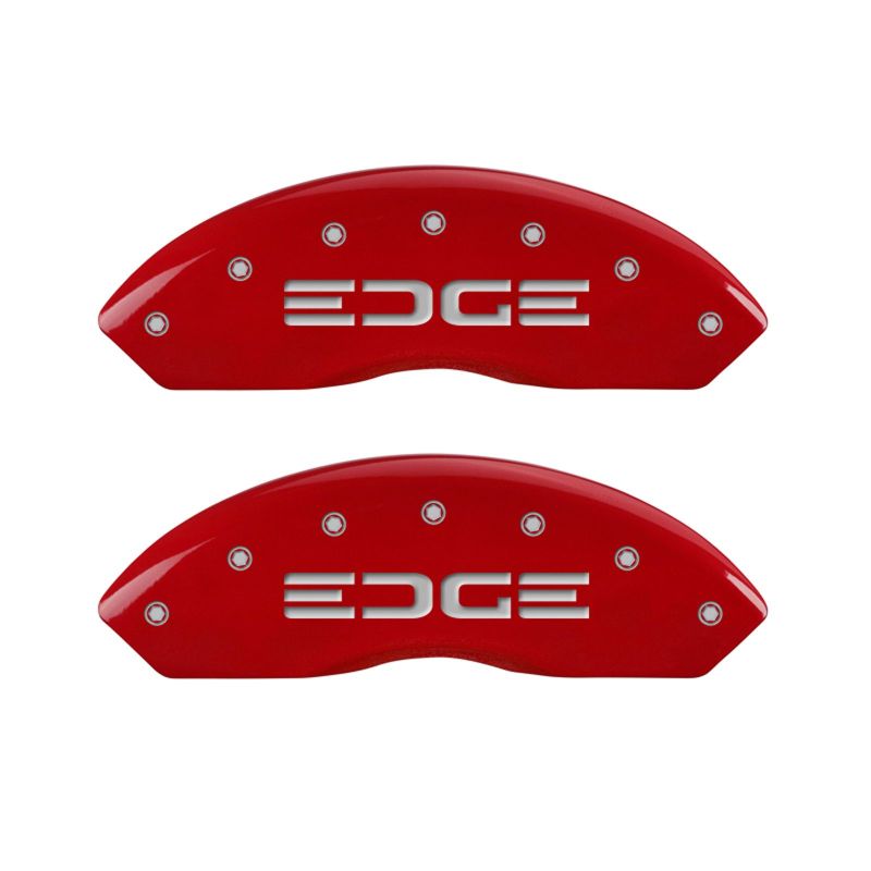 MGP 4 Caliper Covers Engraved Front & Rear Edge Red finish silver ch - 10119SEDGRD