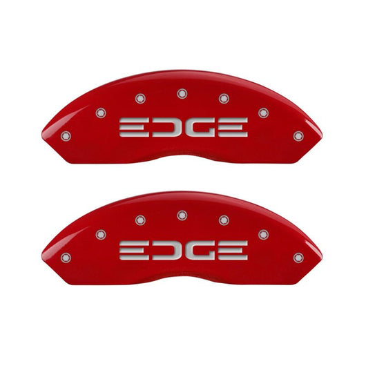 MGP 4 Caliper Covers Engraved Front & Rear Edge Red finish silver ch - 10119SEDGRD