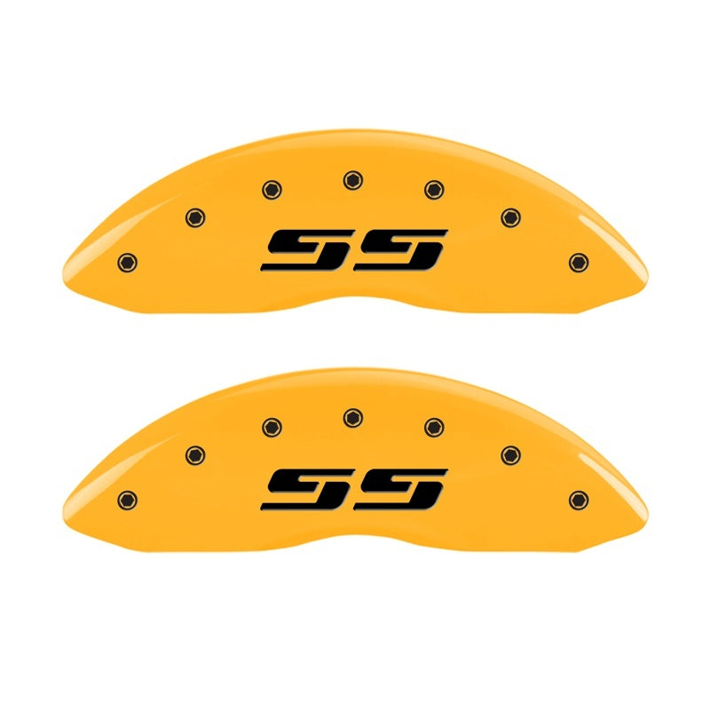 MGP 2 Caliper Covers Engraved Silverado SS Yellow Finish Blk Char 10 Chevy Silverado 1500 - 14207FSS3YL