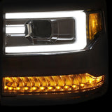 ANZO 16-17 Chevy Silverado 1500 Projector Headlights Plank Style Design Chrome w/ Amber - 111374