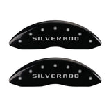 MGP 4 Caliper Covers Engraved Front & Rear Silverado Black finish silver ch - 14034SSILBK