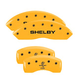 MGP 4 Caliper Covers Engraved Front & Rear Mach 1 Yellow Finish Black Char 2004 Ford Mustang - 10017SMCHYL