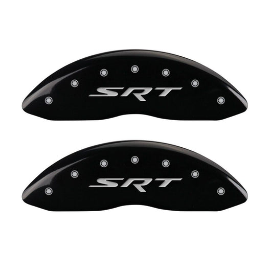 MGP 4 Caliper Covers Engraved Front & Rear SRT Black finish silver ch - 32006SSRTBK