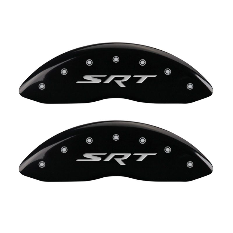 MGP 4 Caliper Covers Engraved Front & Rear SRT Black finish silver ch - 12088SSRTBK