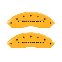 MGP 4 Caliper Covers Engraved Front Gen 5/Camaro Engraved Rear Gen 5/RS Yellow finish black ch - 14240SCR5YL