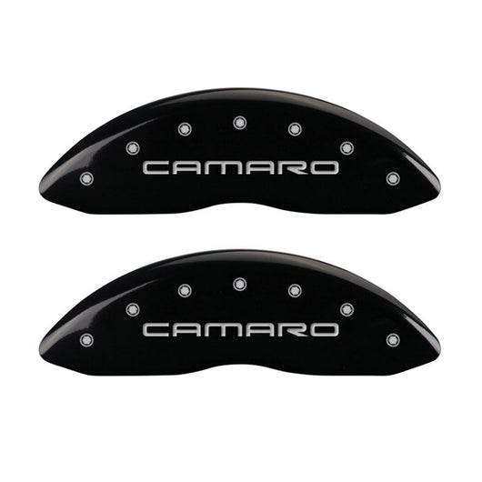 MGP 4 Caliper Covers Engraved Front Gen 4/Camaro Engraved Rear Gen 4/Z28 Black finish silver ch - 14027SZ84BK