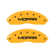 MGP 2 Caliper Covers Engraved Front Mopar Yellow Finish Black Char 2006 Jeep Wrangler - 42009FMOPYL