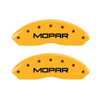 MGP 2 Caliper Covers Engraved Front Mopar Yellow Finish Black Char 2006 Jeep Wrangler - 42009FMOPYL