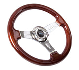 NRG Classic Wood Grain Steering Wheel (330mm) Wood Grain w/Chrome 3-Spoke Center - ST-015-1CH