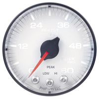Autometer Spek-Pro Gauge Boost 2 1/16in 60psi Stepper Motor W/Peak & Warn Wht/Blk - P304128