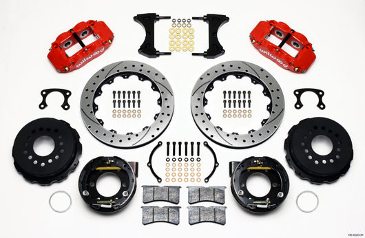 Wilwood Narrow Superlite 4R Rear P-Brk Kit 12.88in Drilled Red Small Ford 2.50in Offset - 140-9220-DR
