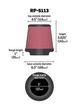 K&N Cone Filter 5in ID 6.5in base 4.5in top 5.625in height carbon fiber look - RP-5113