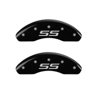 MGP 4 Caliper Covers Engraved Front & Rear Monte Carlo style/SS Black finish silver ch - 14050SSS4BK