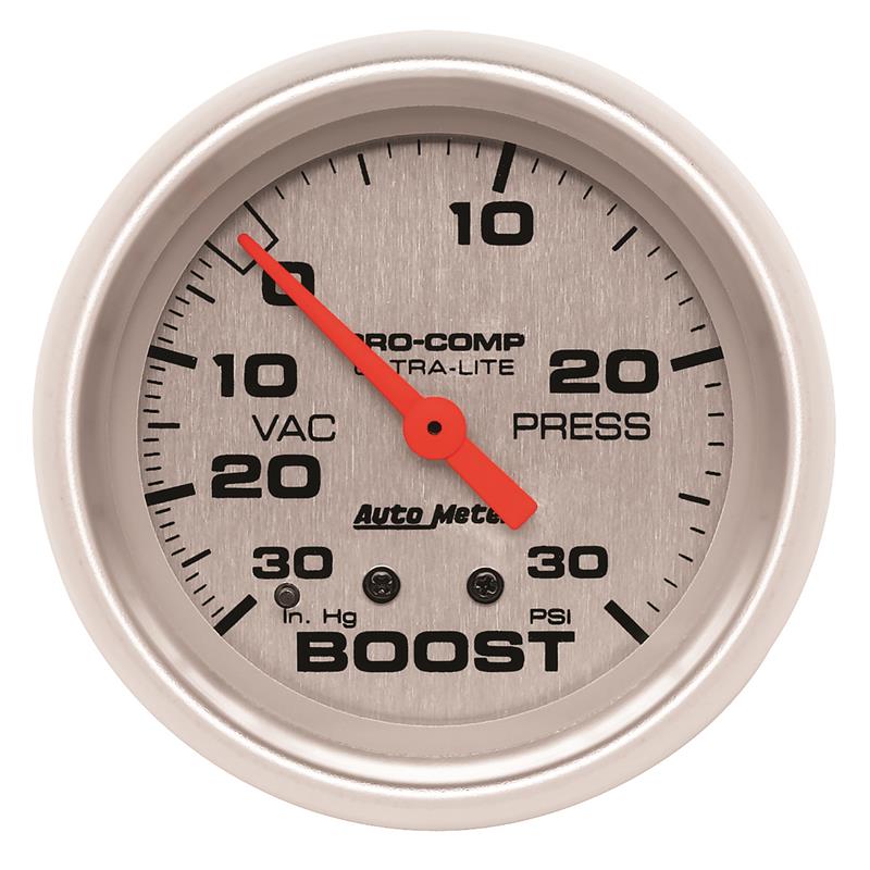 Autometer Ultra-Lite 66.7mm Short Sweep Electronic 30 IN Hg / 30 PSI Vacuum/Boost Gauge - 4403