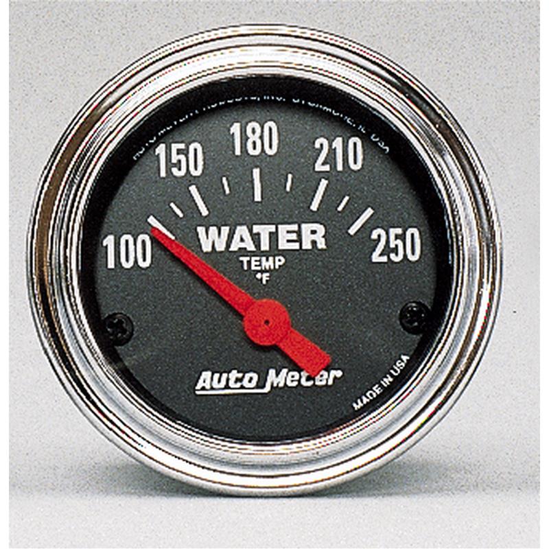 Autometer Traditional Chrome 52mm 100-250 Deg F Short Sweep Electricall Water Temperataure Gauge - 2532