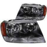 ANZO 1999-2004 Jeep Grand Cherokee Crystal Headlights Black - 111042