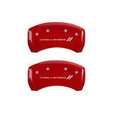 MGP 4 Caliper Covers Engraved Front & Rear With stripes/Challenger Red finish silver ch - 12001SCL1RD