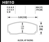 Hawk AP CP2279 / CP3788 / CP3789 / CP5835 / CP5880 / CP5830 (SC430) Caliper DTC-60 Race Brake Pads - HB110G.775