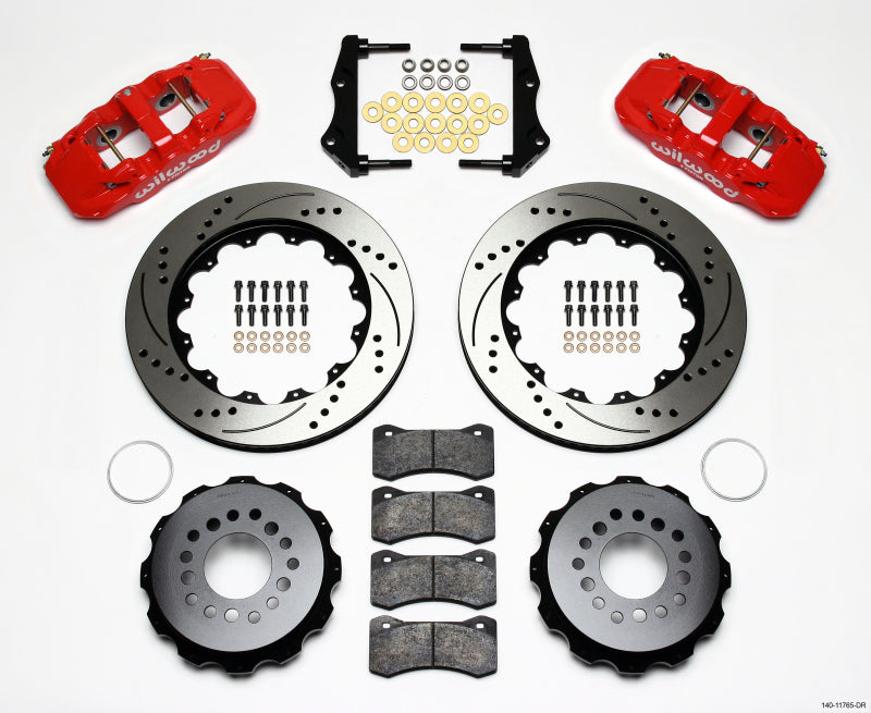Wilwood AERO4 Rear Kit 14.25in Drilled Red 2006-10 Magnum/Challngr/Chrgr/300C - 140-11765-DR