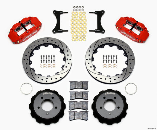 Wilwood Narrow Superlite 6R Front Hat Kit 12.88in Drill Red 93-96 Mazda RX7 - 140-11963-DR