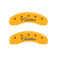 MGP 4 Caliper Covers Engraved Front Cursive/Cadillac Engraved Rear CTS4 Black finish silver ch - 35011SCT4BK