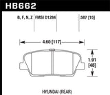 Hawk 10 Hyundai Genesis Coupe (w/o Brembo Breaks) HP+ Autocross 15mm Rear Brake Pads - HB662N.587