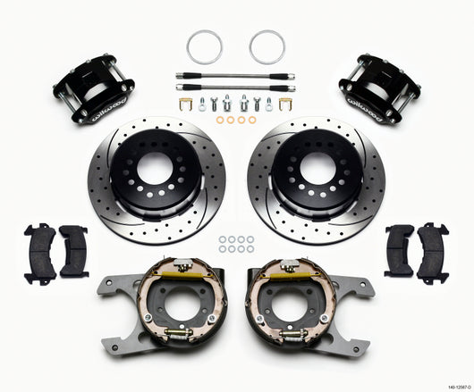 Wilwood D154 P/S Park Brake Kit Drilled Jeep Dana 35 2.56 Off 5-lug w/ lines - 140-12567-D