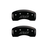 MGP 4 Caliper Covers Engraved Front & Rear Impala style/SS Black finish silver ch - 14050SSS2BK