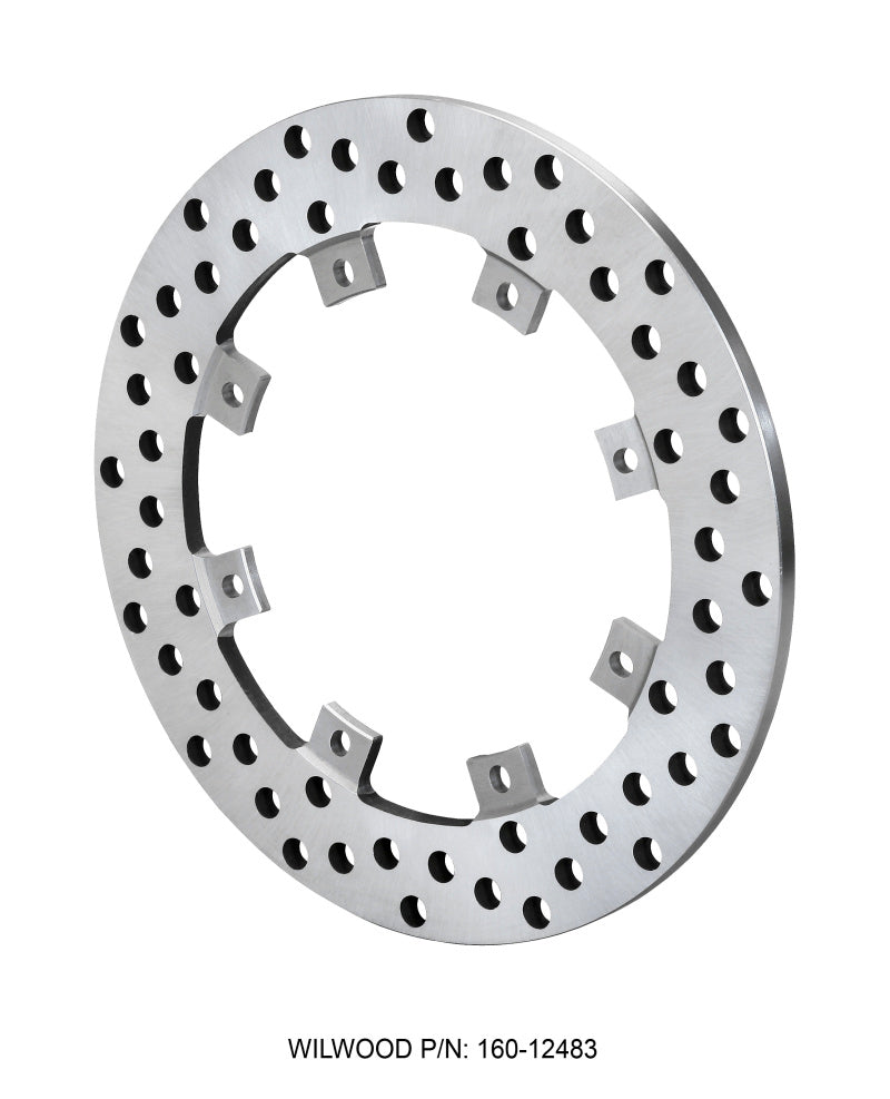 Wilwood Rotor-SuperAlloy-Rear Drag-Drilled 11.44 x .350 - Dynamic (Snap Ring Mnt) - 160-12483