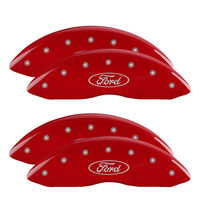 MGP 4 Caliper Covers Engraved Front & Rear Oval logo/Ford Red finish silver ch - 10056SFRDRD