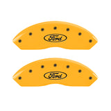 MGP 4 Caliper Covers Engraved Front & Rear Oval logo/Ford Yellow finish black ch - 10240SFRDYL