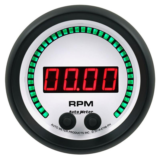 Autometer 85.7mm White 0-16K RPM Tachometer Phantom Elite Digital Gauge - 6798-PH